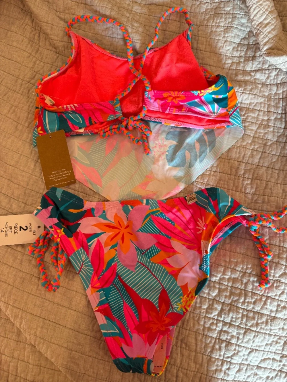 Hobie girls size 14 2 piece swimsuit nwt aloha handkerchief tankini